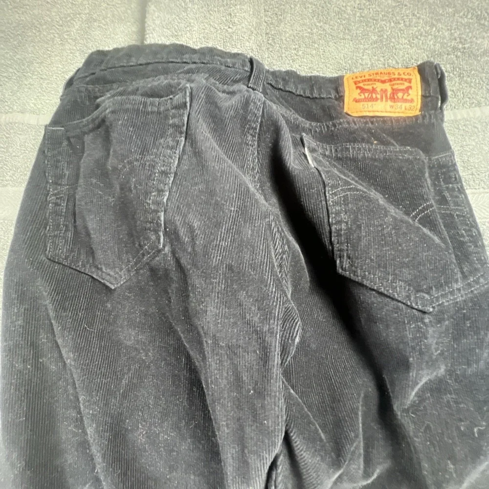 Levi's 514 Corduroy Pants 34x32 Navy Blue Fine‎ Wale Men's Jeans Baggy